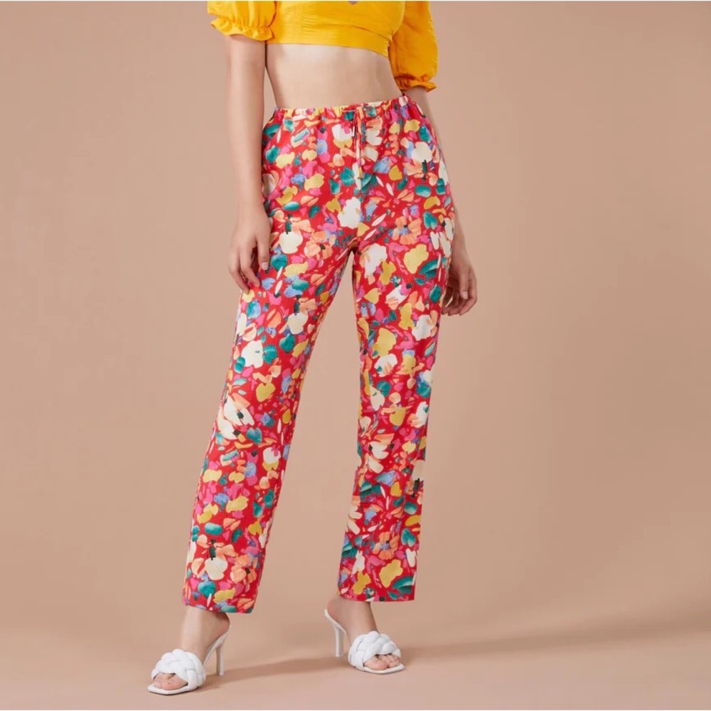 BCBGeneration color garden multi pants with drawstring waist and pockets small